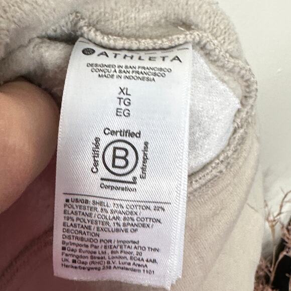 ATHLETA Retroplush Revive Half Zip Sweatshirt Abalone Grey Cream Sz XL {M36} - Picture 7 of 8